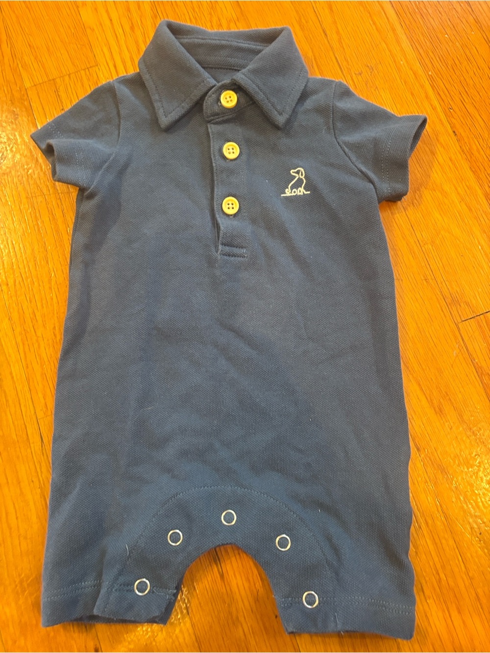 Me & Henry Blue Short-Sleeve Polo Shortall for Baby-0-3